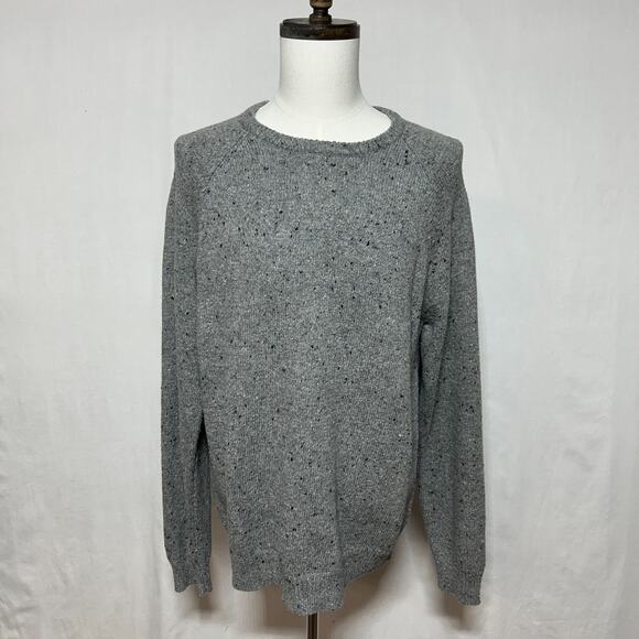 American Eagle Sweater Mens XL Gray Black Speckled Silk Wool Blend Crew Neck NWT - Picture 2 of 12